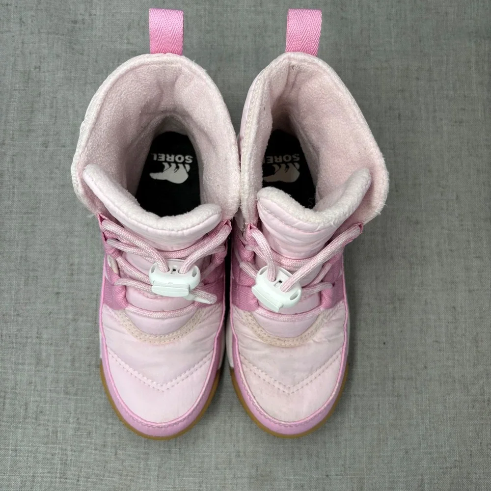 Sorel Whitney II Boots Pink Waterproof Snow Boots Ankle Plus Lace Kids Size 12
